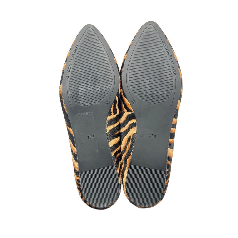 Gibson Latimer Ellie Tan & Black Tiger Print Calf Hair Pointed Toe Ballet Flats - Picture 12 of 12